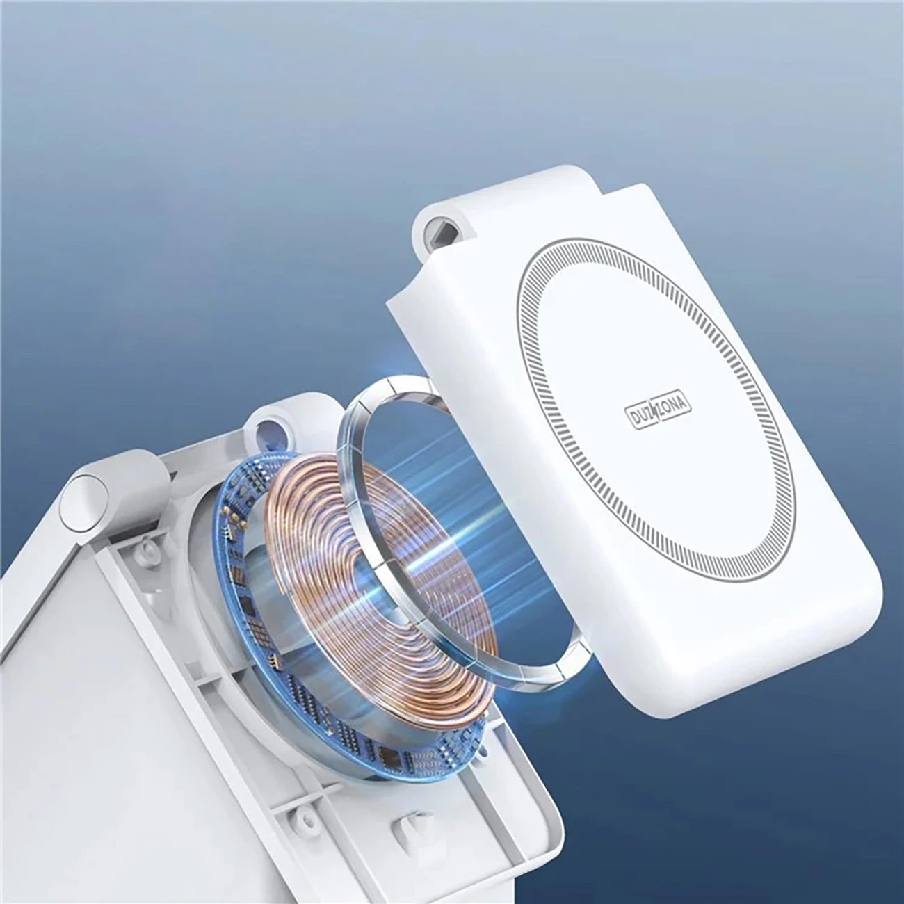 Karikues wireless Duzzona W20 4-në-1 me llambë nate, 15W, për iPhone/Apple Watch/AirPods, Bardhë