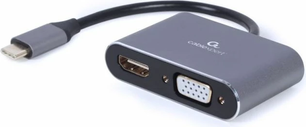 Adapter USB Type-C në HDMI + VGA Gembird, gri