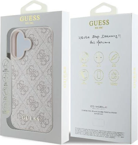 Mbështjellës Guess 4G Classic për iPhone 16 Plus, Rozë