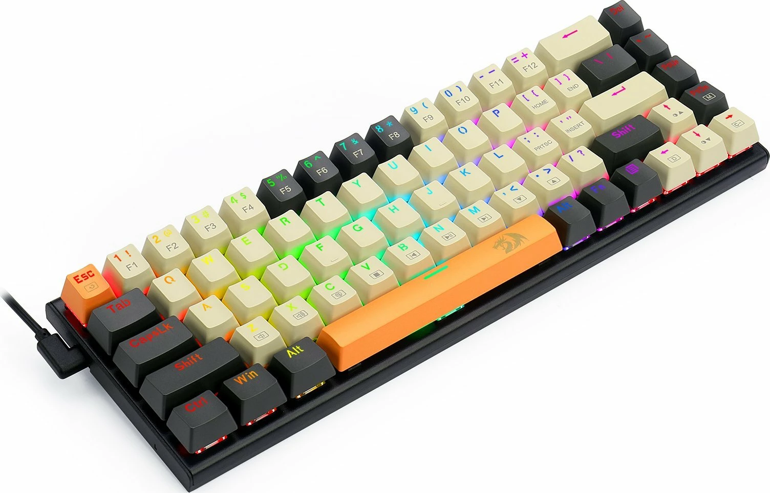 Tastierë mekanike gaming Redragon K633 Ryze K633CGO-RGB, 65%, Red Switch, RGB, USB-C, US layout, e zezë