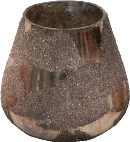 Mbajtës për qirinj të vegjël ALKE, xham, ngjyrë ari, 11x11x11 cm