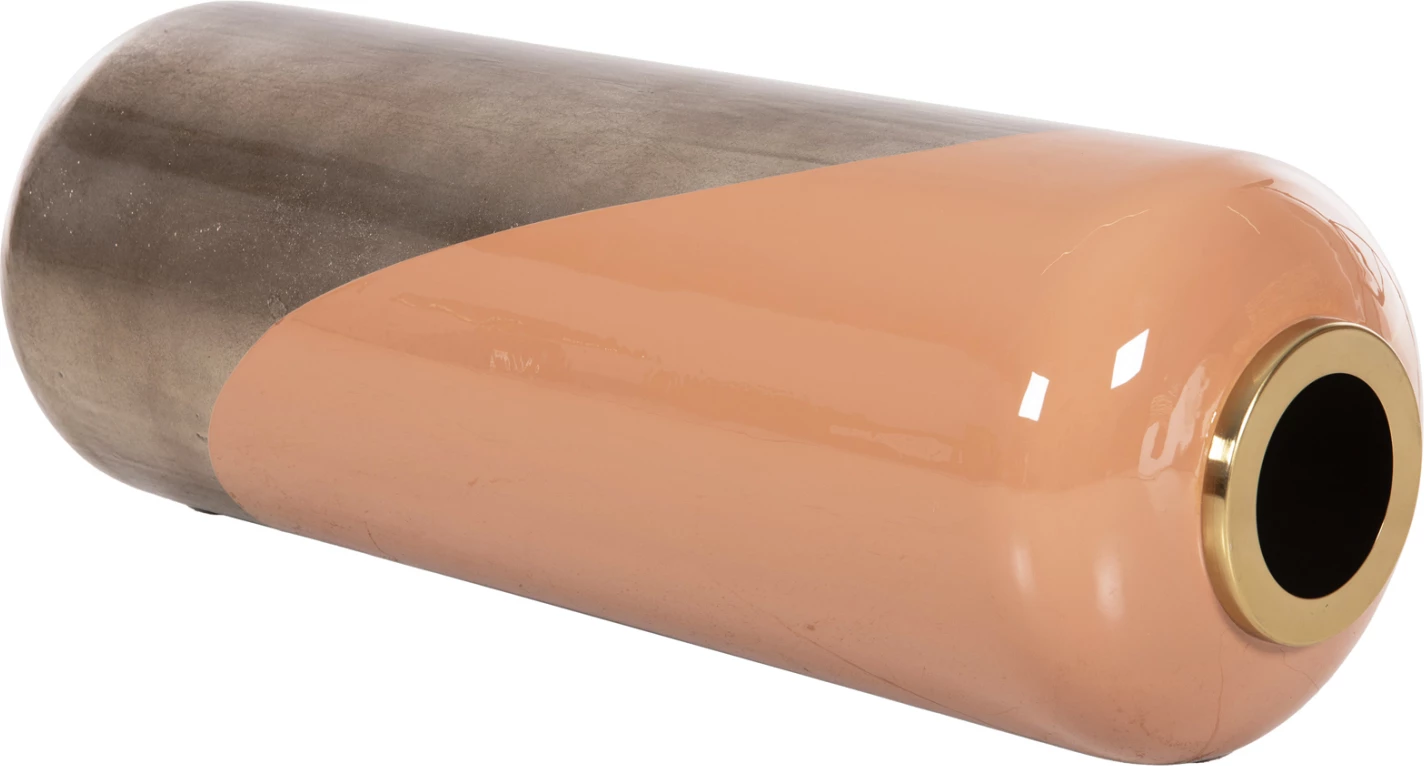 Vazo dekorative për dysheme RAKSASA FH4230.02 metalike, ngjyrë salmon-bronz e lehtë, Φ30x90H cm