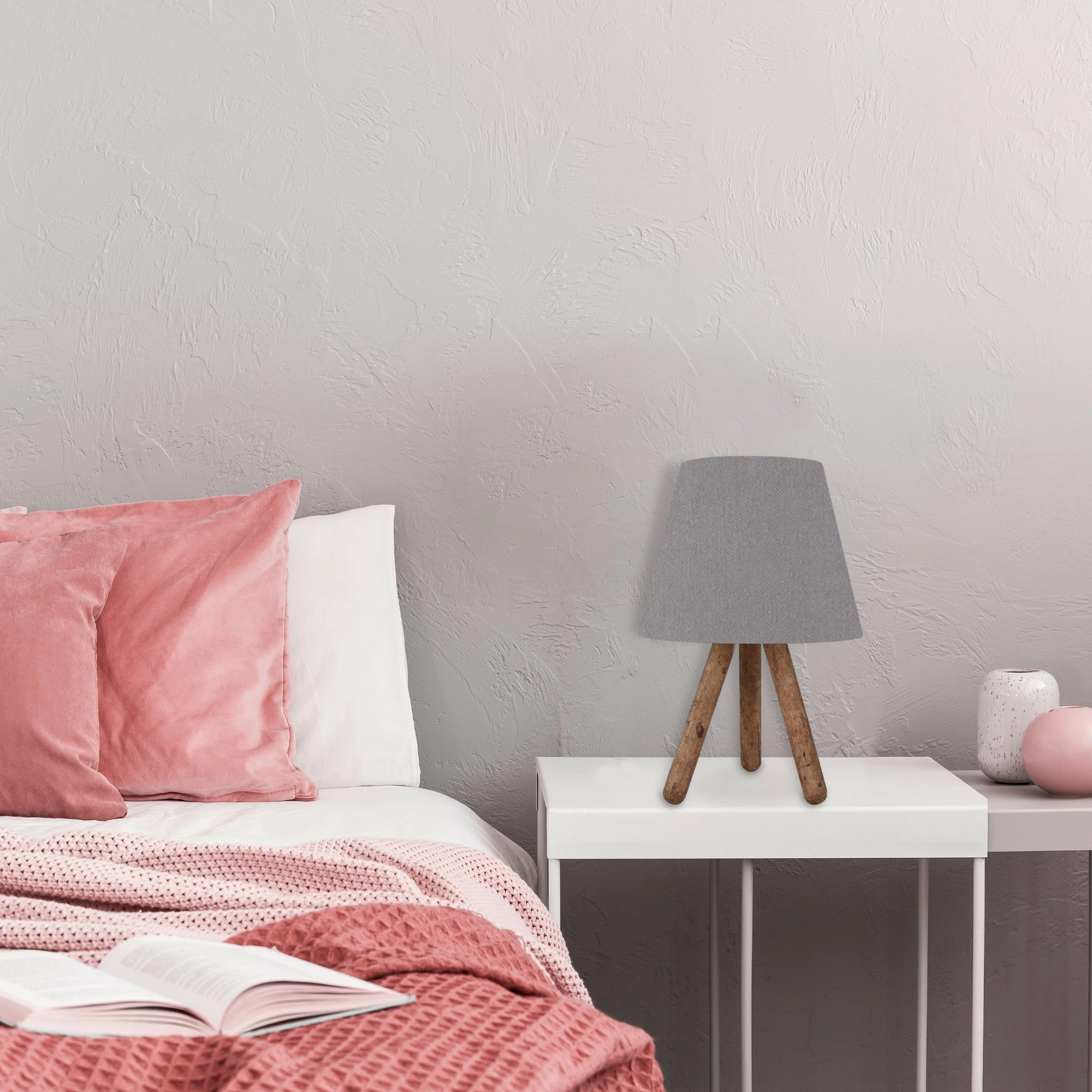 Llambë tavoline Opviq, AYD-1965, ngjyrë gri dhe arre, 22x33cm