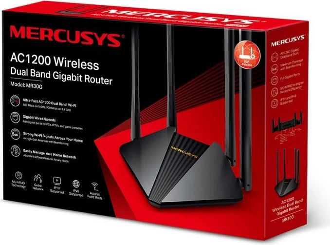 Router Wi‑Fi Mercusys MR30G AC1200 Dual‑Band Gigabit MU‑MIMO EasyMesh i zi