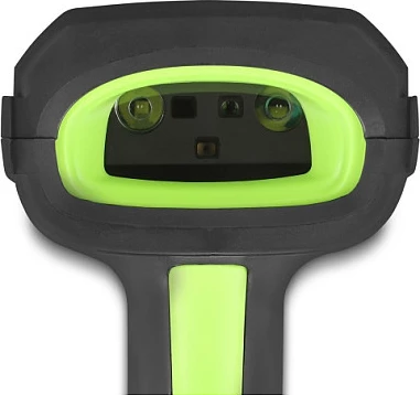 Skaner barkodi DeLOCK 90588, 1D/2D, wireless Bluetooth 4.1 + RF 433 MHz, me bazë karikimi, i zi/jeshil