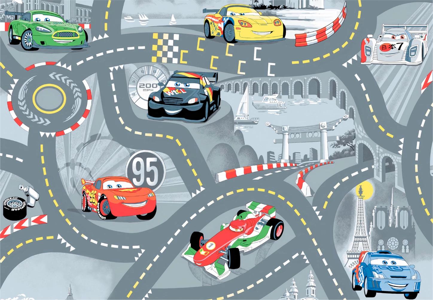 Qilim për fëmijë me makina dhe rrugë, FH7678.04, 80x150cm