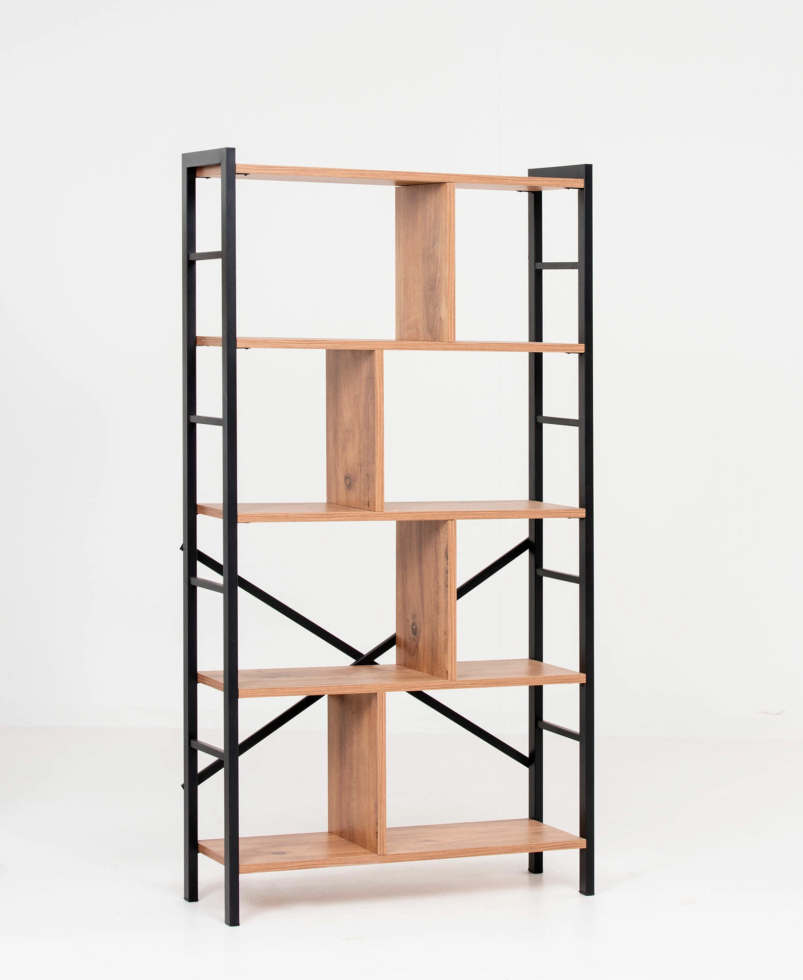 Raft librash modern, ngjyrë kafe dhe e zezë, Skye Decor, Seul, 78x150x26cm