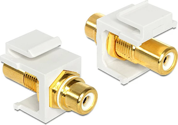 Modul Keystone RCA DeLOCK f/f, kontakte të arta, i bardhë