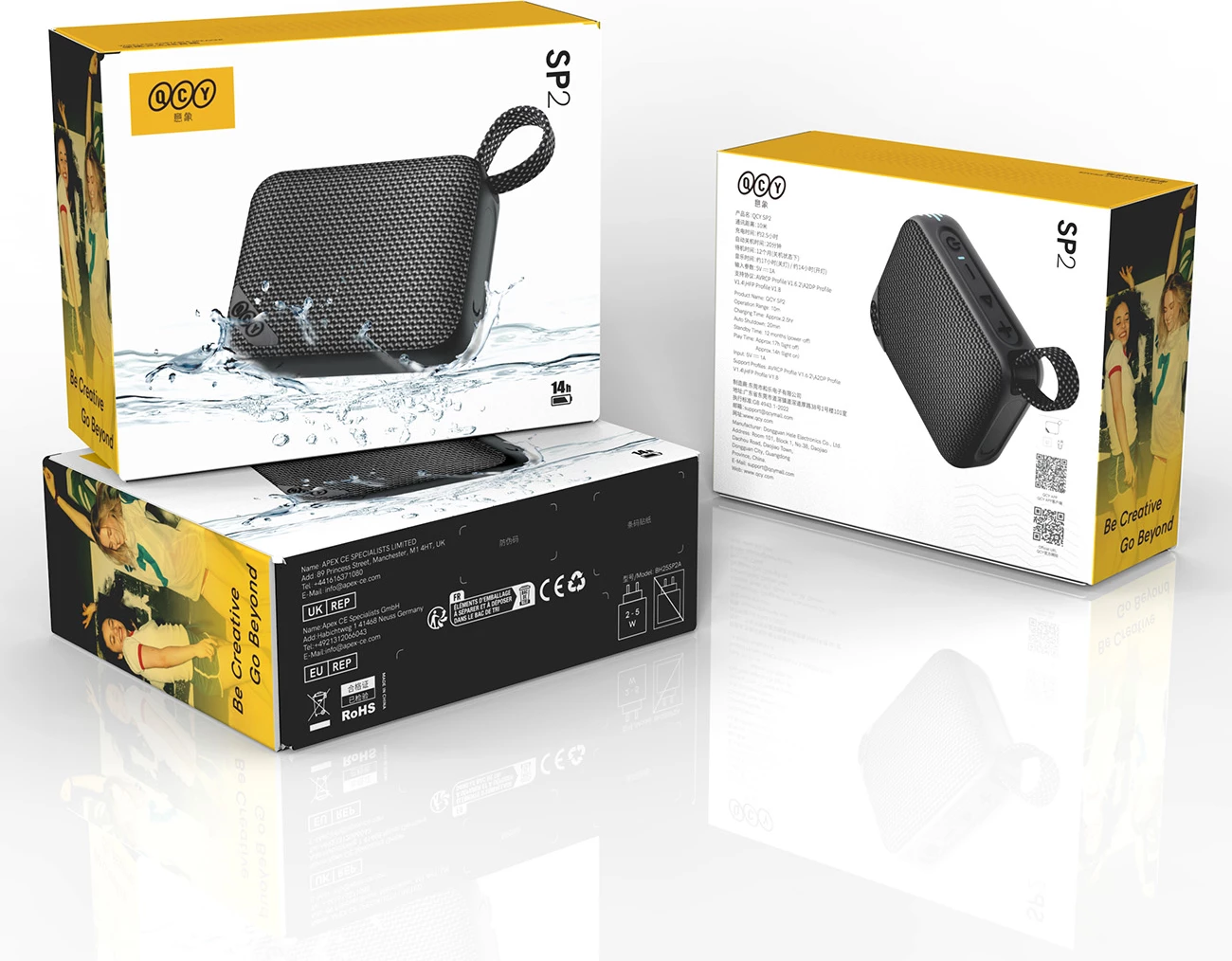 Altoparlant Bluetooth QCY SP2, 5W, Bluetooth 5.3, IP67, RGB, TWS Stereo, microSD, 1000mAh, i zi