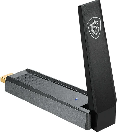 Adapter Wi‑Fi USB MSI AX1800, Wi‑Fi 6, Dual-Band 2.4/5 GHz, deri 1201 Mbit/s, i zi