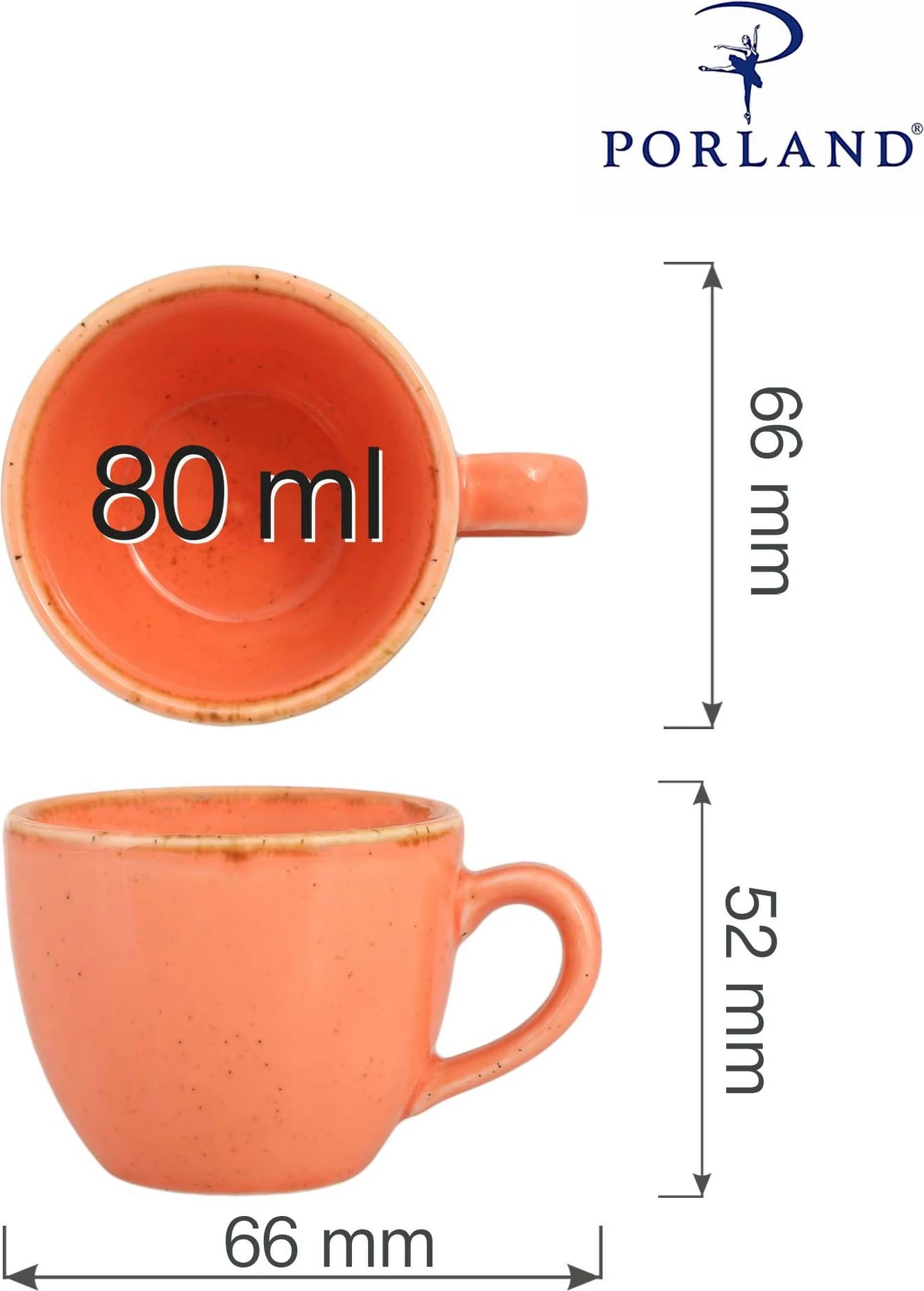 Filxhan espresso Porland Seasons Amber 312109 80 ml, set 6 copë, portokalli