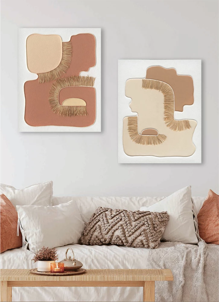 Pikturë dekorative stil boho, kanavacë, dru, terrakota, 80x100x4cm