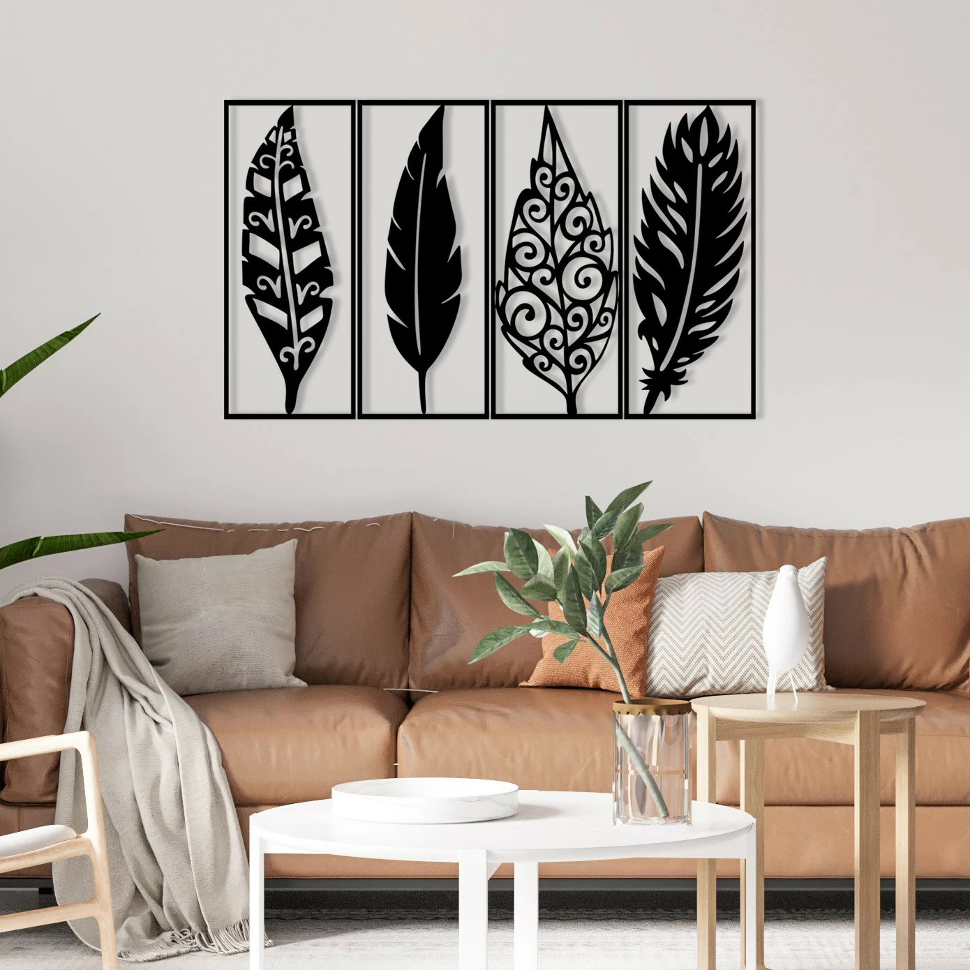 Aksesor dekorativ metalik për mur Wallity, Safderun, ngjyrë e zezë, 100x60cm