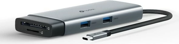 USB hub TP-Link UH7020C, 7 porte, HDMI, USB 3.2, Type-C, lexues kartelash, argjend