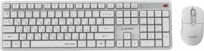 Tastierë me maus wireless Gembird Silent Key Pro Business, të bardha, set