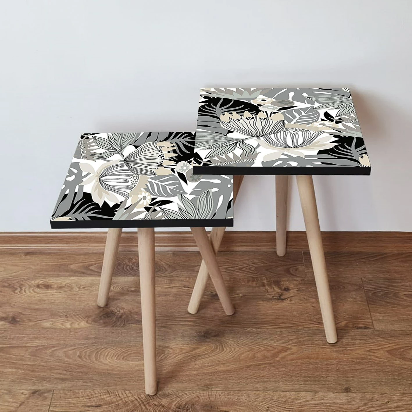 Set tavolinash të ndërlidhura, Skye Decor, 2 copë, ngjyrë e zezë