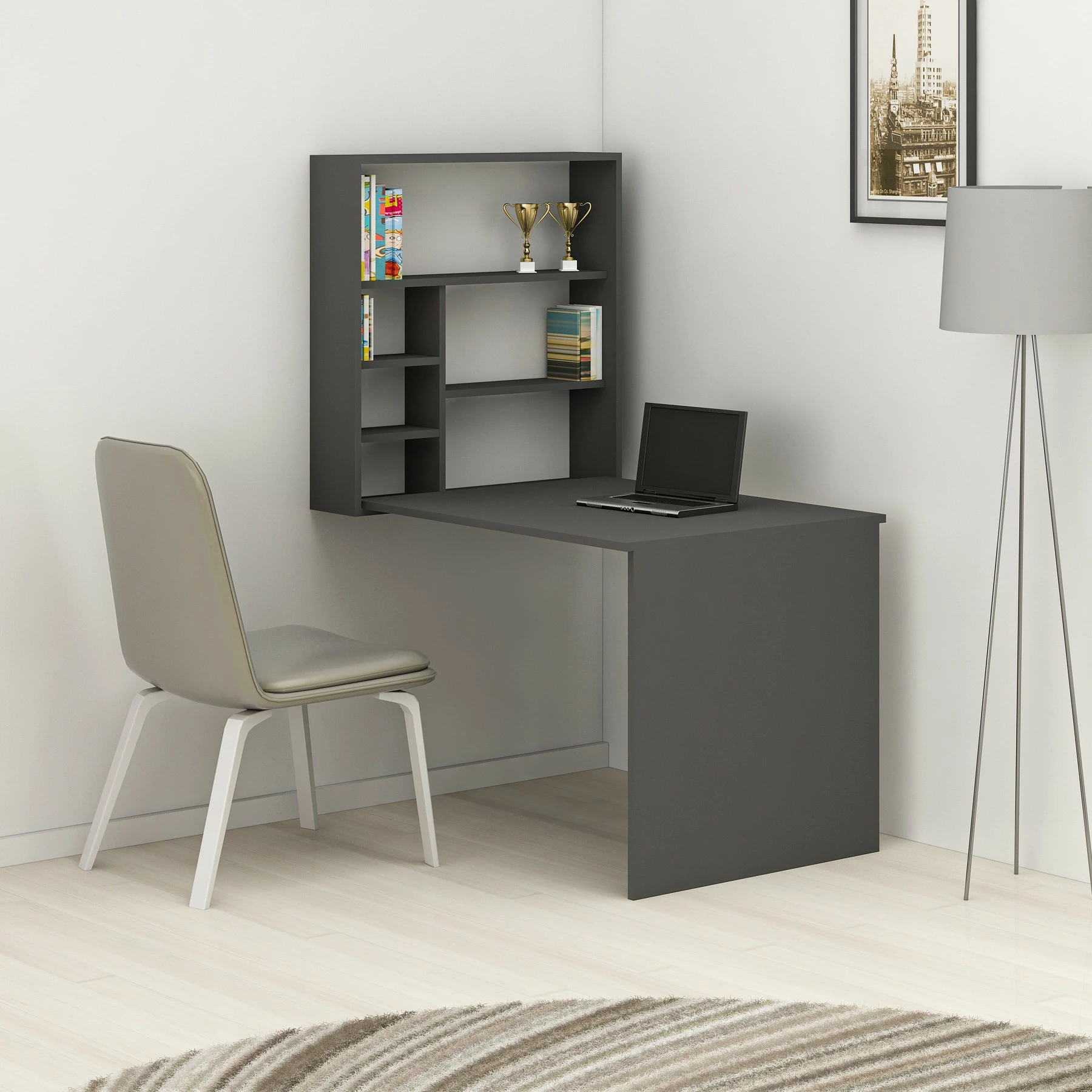 Tavolinë pune për studime, ngjyrë antracit, Hanah Home, Sedir
