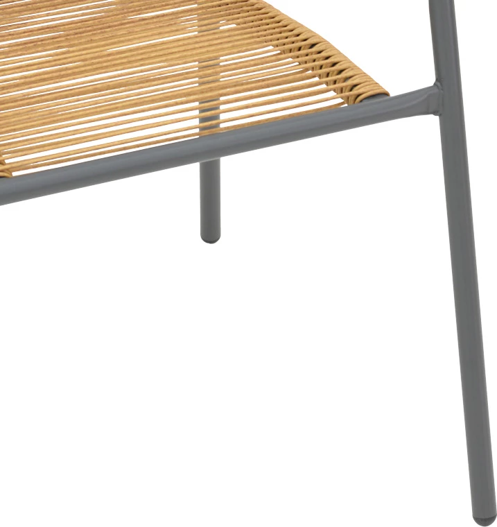 Karrige metalike e grumbullueshme, ngjyrë gri e errët dhe ratan natyral, 54x63x74cm