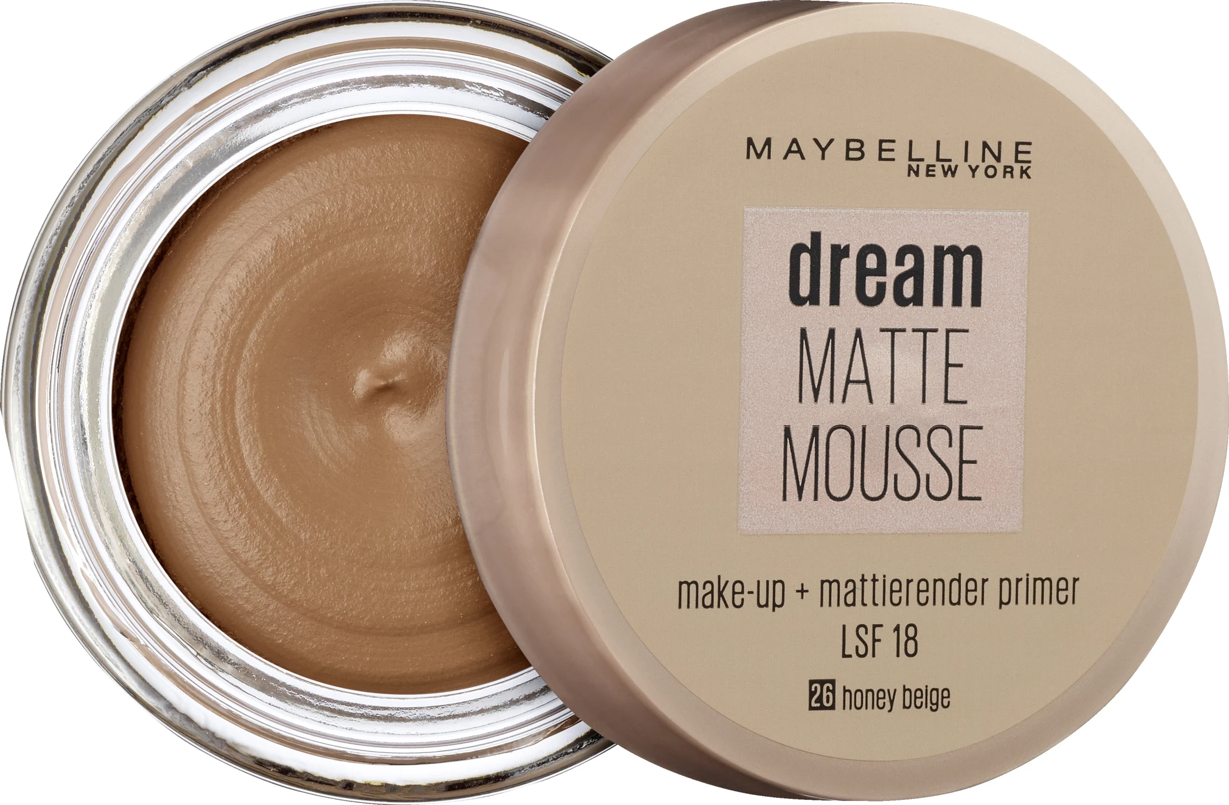Krem pudër Maybelline Dream Matte Mouss LSF 18, 28 Honey Beige, 18 ml
