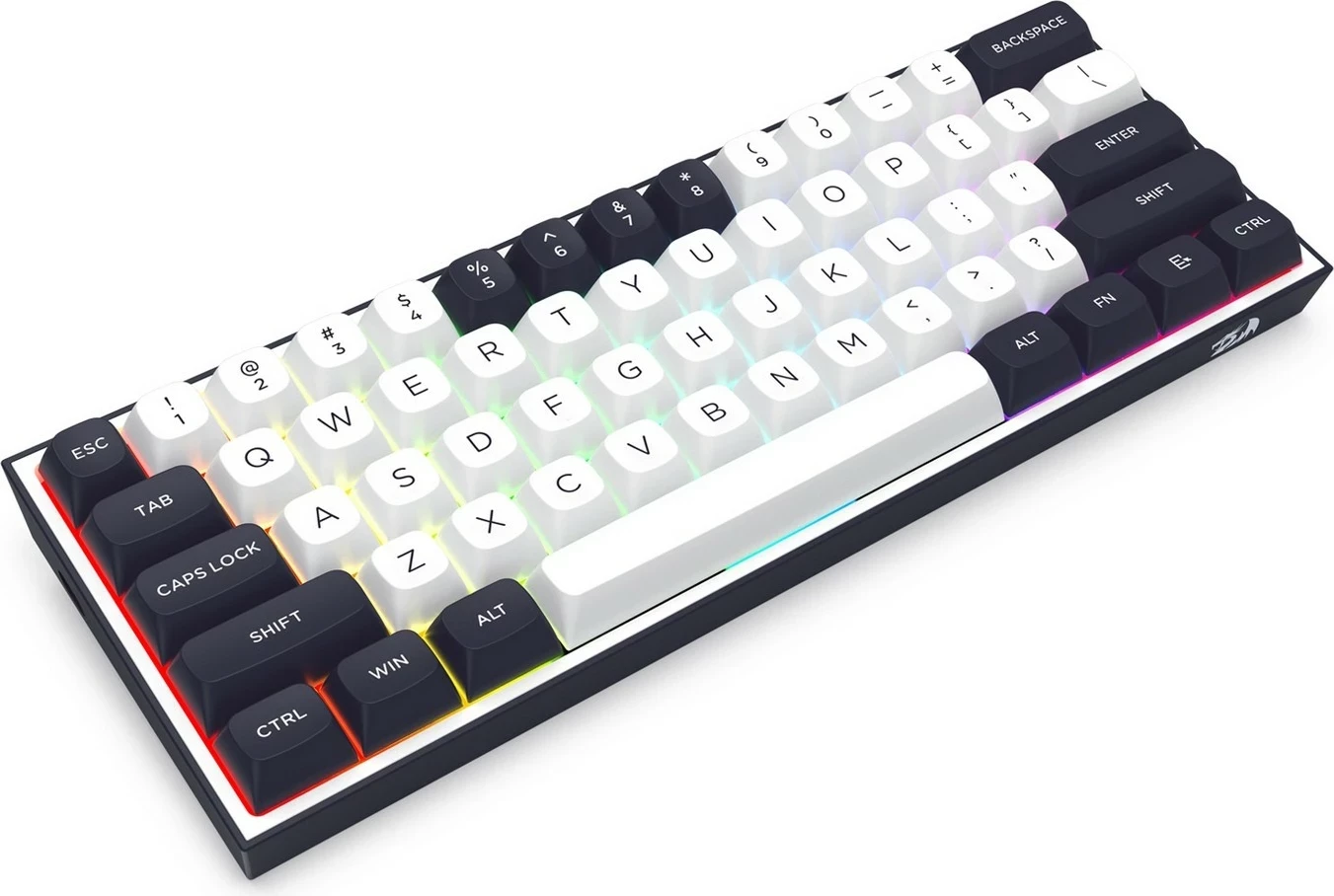 Tastierë mekanike Redragon ALCOR QMK K717WB-RGB-PRO, 60%, RGB, wireless/wired, bardhë-zi