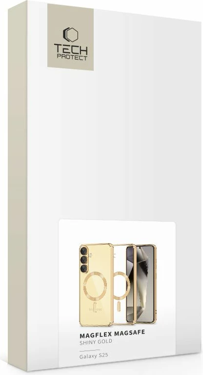 Mbështjellës Tech-Protect MagFlex për Samsung Galaxy S25, MagSafe, Transparent Gold
