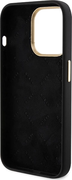 Mbështjellës Guess Silicone Script Metal Logo & Frame për iPhone 15 Pro Max, i zi