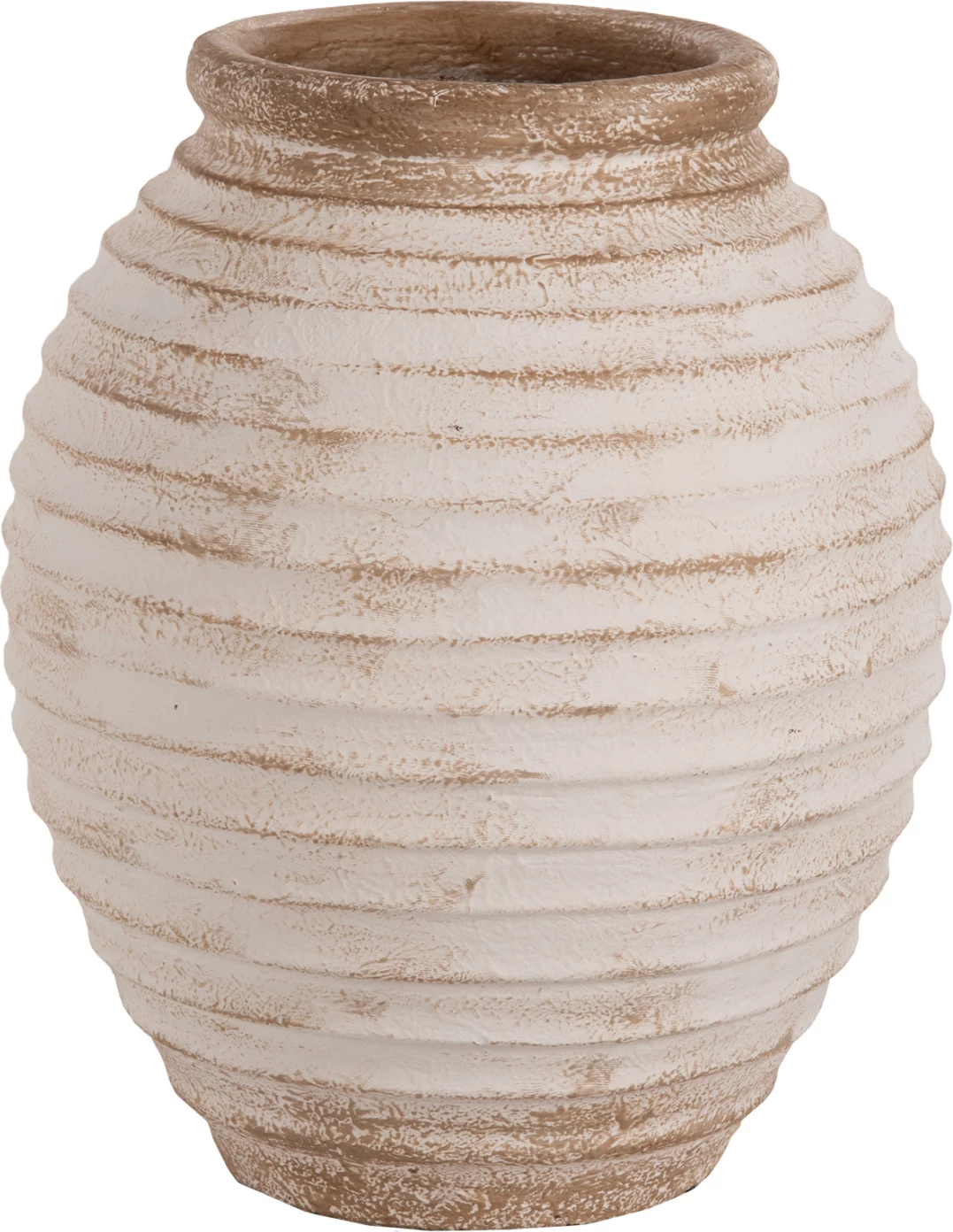 Vazo dyshemeje dekorative PYDNA, ngjyrë antike bardhë-bezhë, Φ28x35H cm