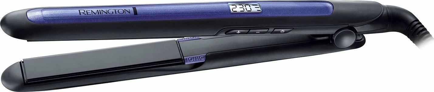 Drejtues flokësh Remington Pro Ion S7710, 230°C, jonizim, ekran digjital, veshje turmalinë-keramike, vjollcë, me çantë termorezistente