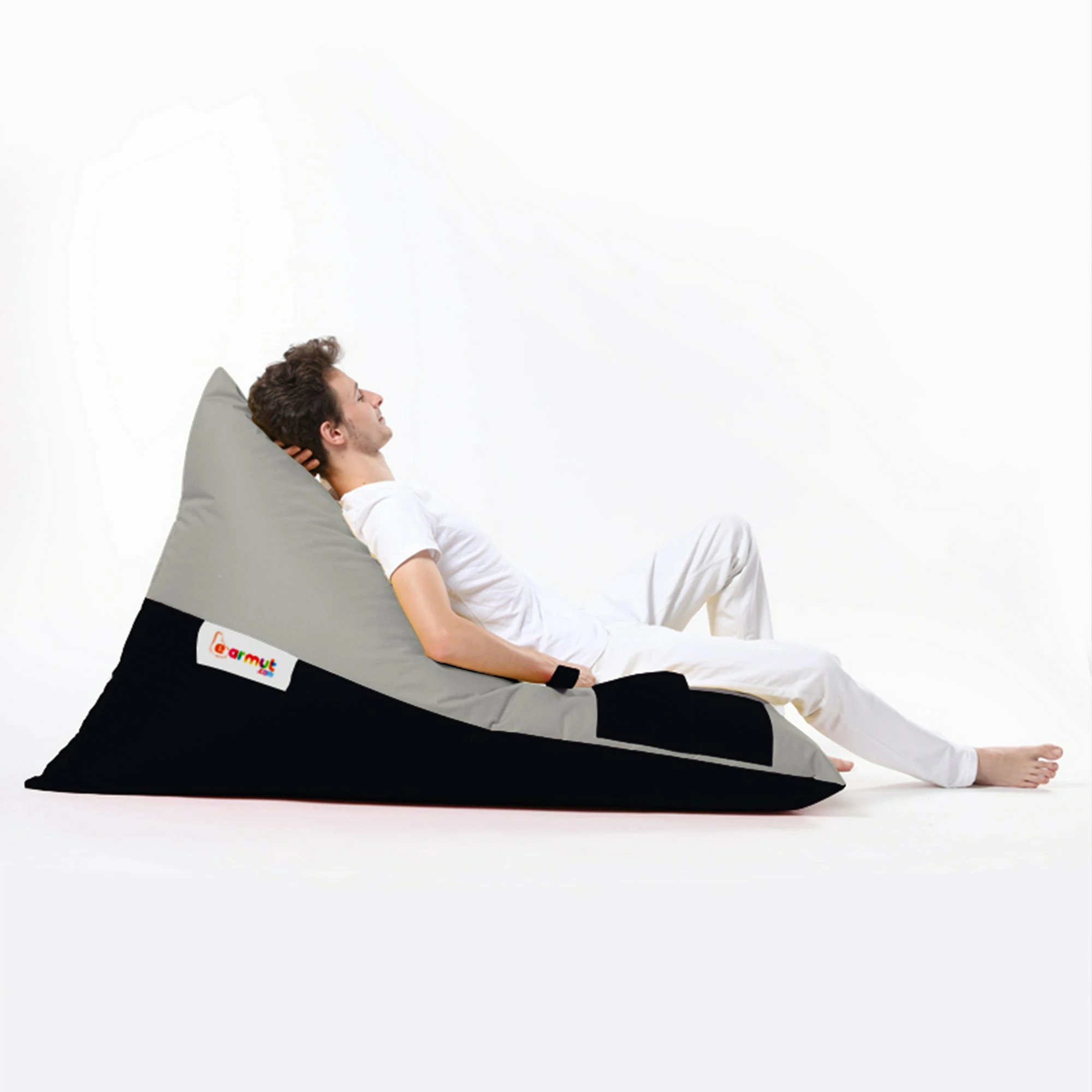 Puf për kopsht, model piramidë, ngjyrë fume dhe e zezë, madhësi e madhe