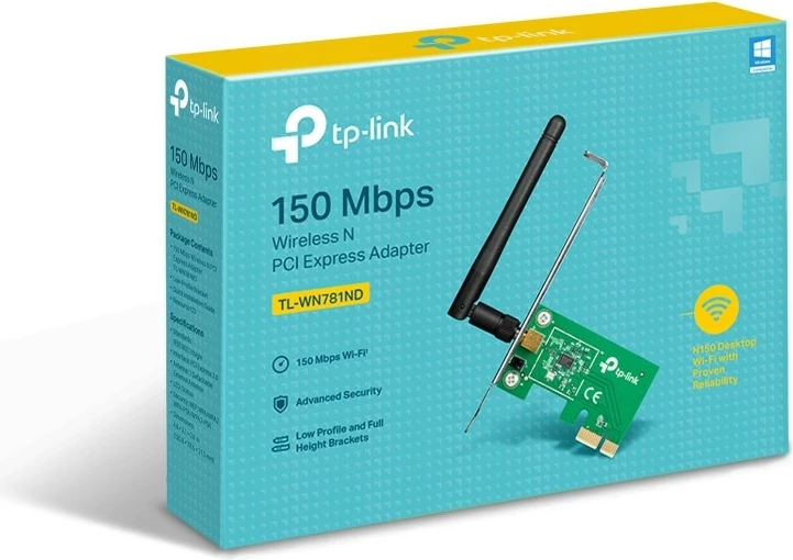 Adapter Wi-Fi TP-Link TL-WN781ND, PCI Express, 150Mbps, e gjelbër