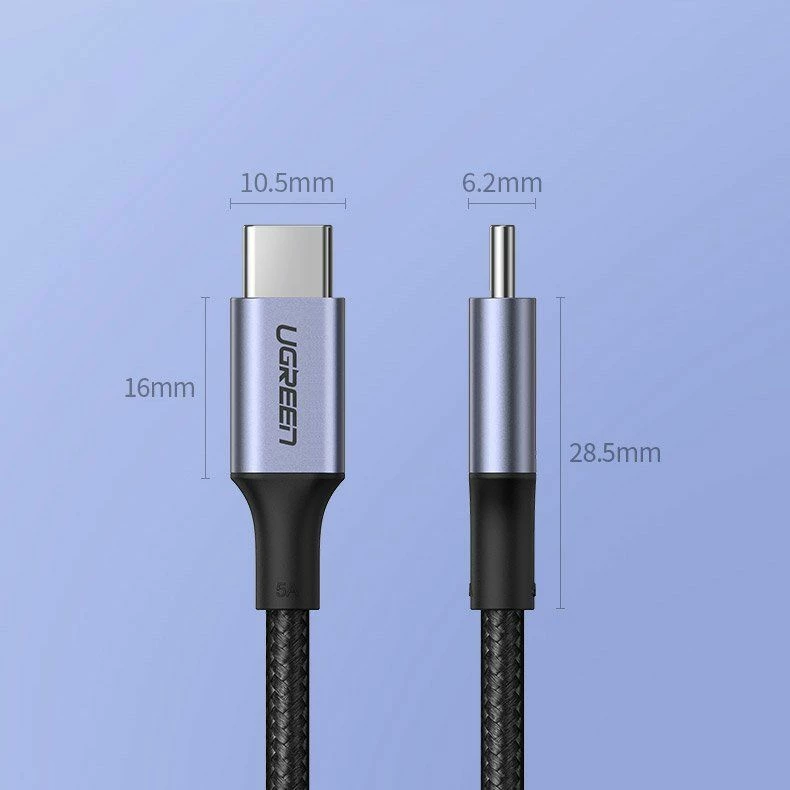 Kabllo USB-C në USB-C Ugreen 56613 2m 100W (5A) PD/QC3.0 Gri