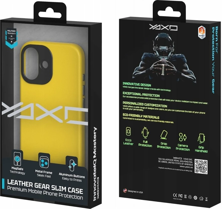 Mbështjellës Yaxo Leather Gear Slim Case MagSafe për iPhone 17, lëkurë, slim, e verdhë mjaltë