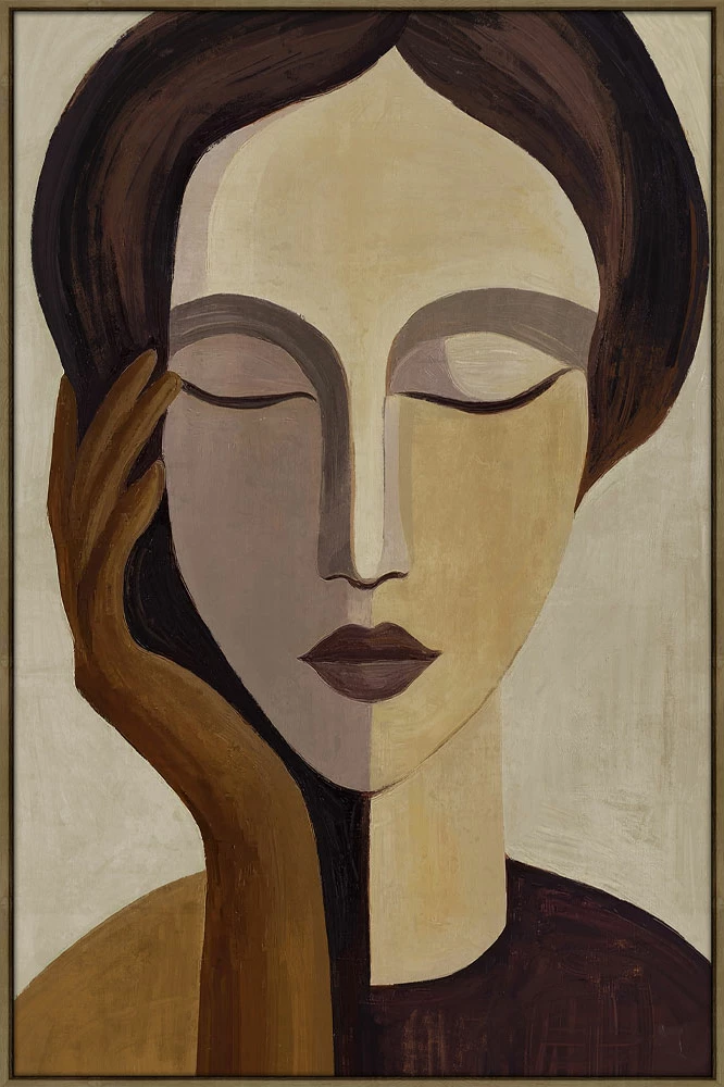 Pikturë dekorative SONAR LADY me kornizë, kanavacë, ngjyrë bezhë dhe shumëngjyrëshe, 80x120x4cm