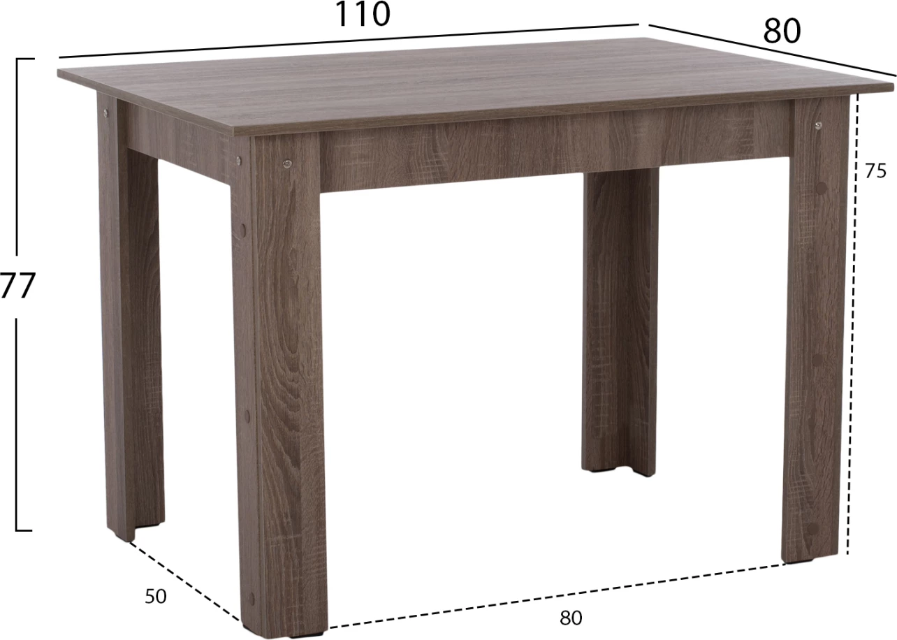 Tavolinë kuzhine KELVIN FH2428.05, 110x80x77, ngjyrë hiri