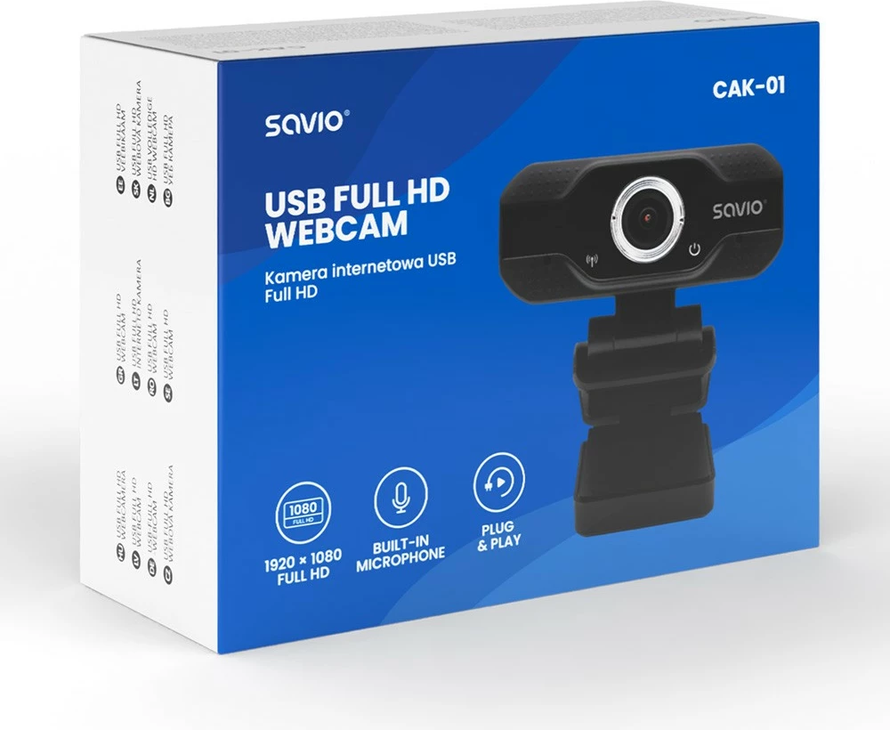 Webcam Savio CAK-01, Full HD 1080p, me mikrofon, USB, e zezë