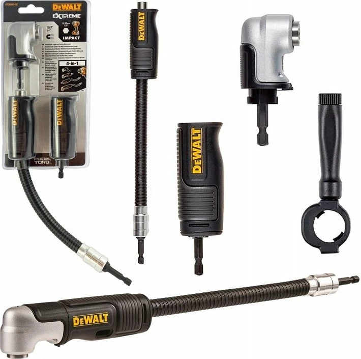 Adapter këndi impakt DeWalt DT20502 4-në-1, 1/4\" hex, fleksibil 180°, 65-350 mm, set 1 copë