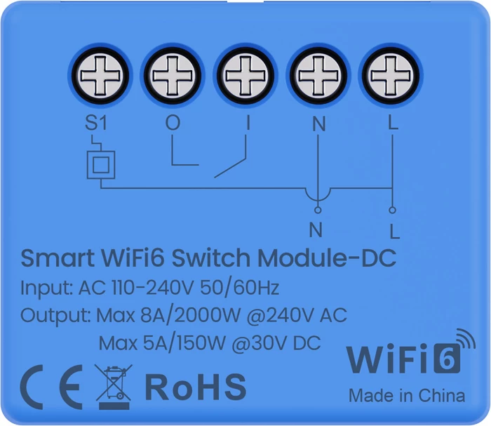 Modul switch smart Avatto WSM20DC Wi‑Fi 6, relé pa potencial, 8A/2000W