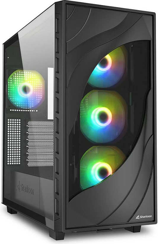 Kasë Sharkoon Rebel C80G RGB ATX, 1 xhami, e zezë