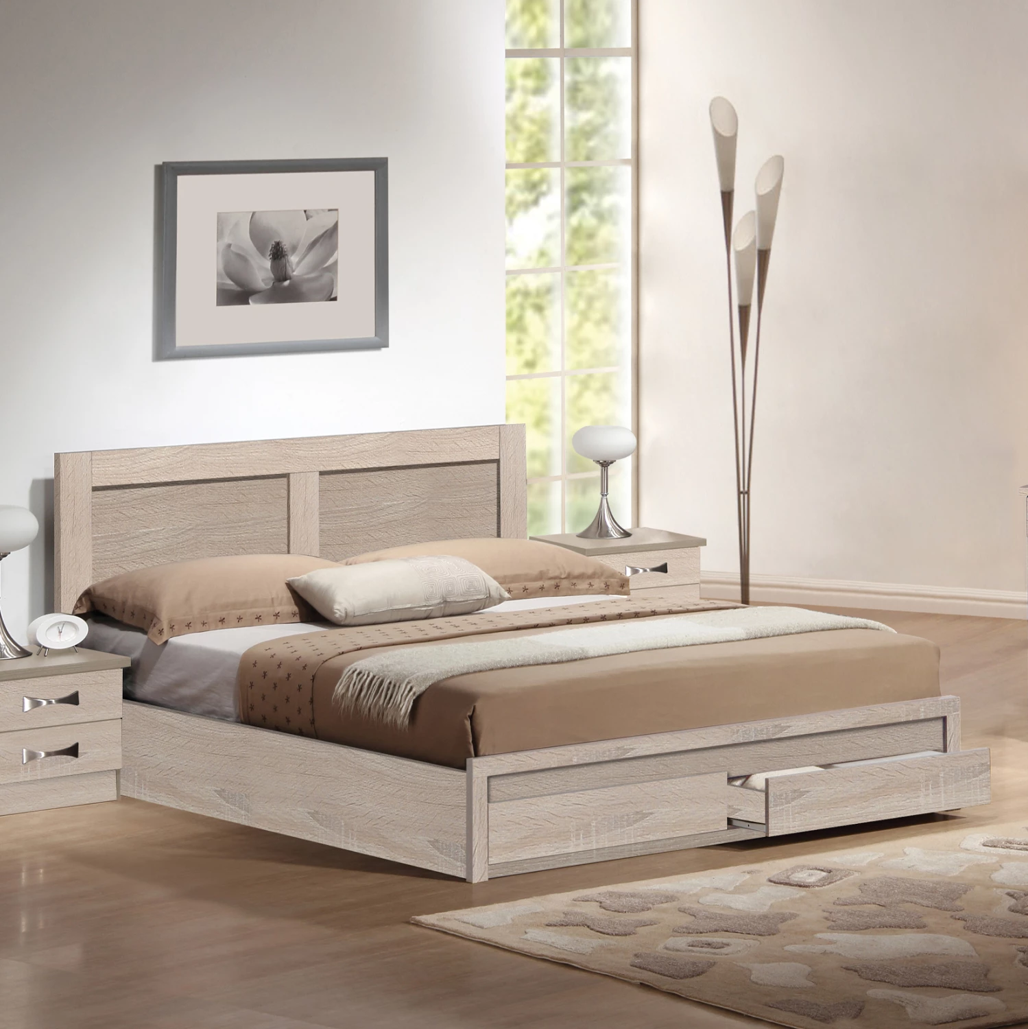 Krevat Capri FH312.02 me 2 sirtarë sonoma 150x200