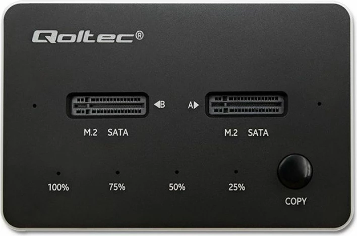 Doking stacion për SSD M.2 SATA Qoltec, 2x porta, e zezë