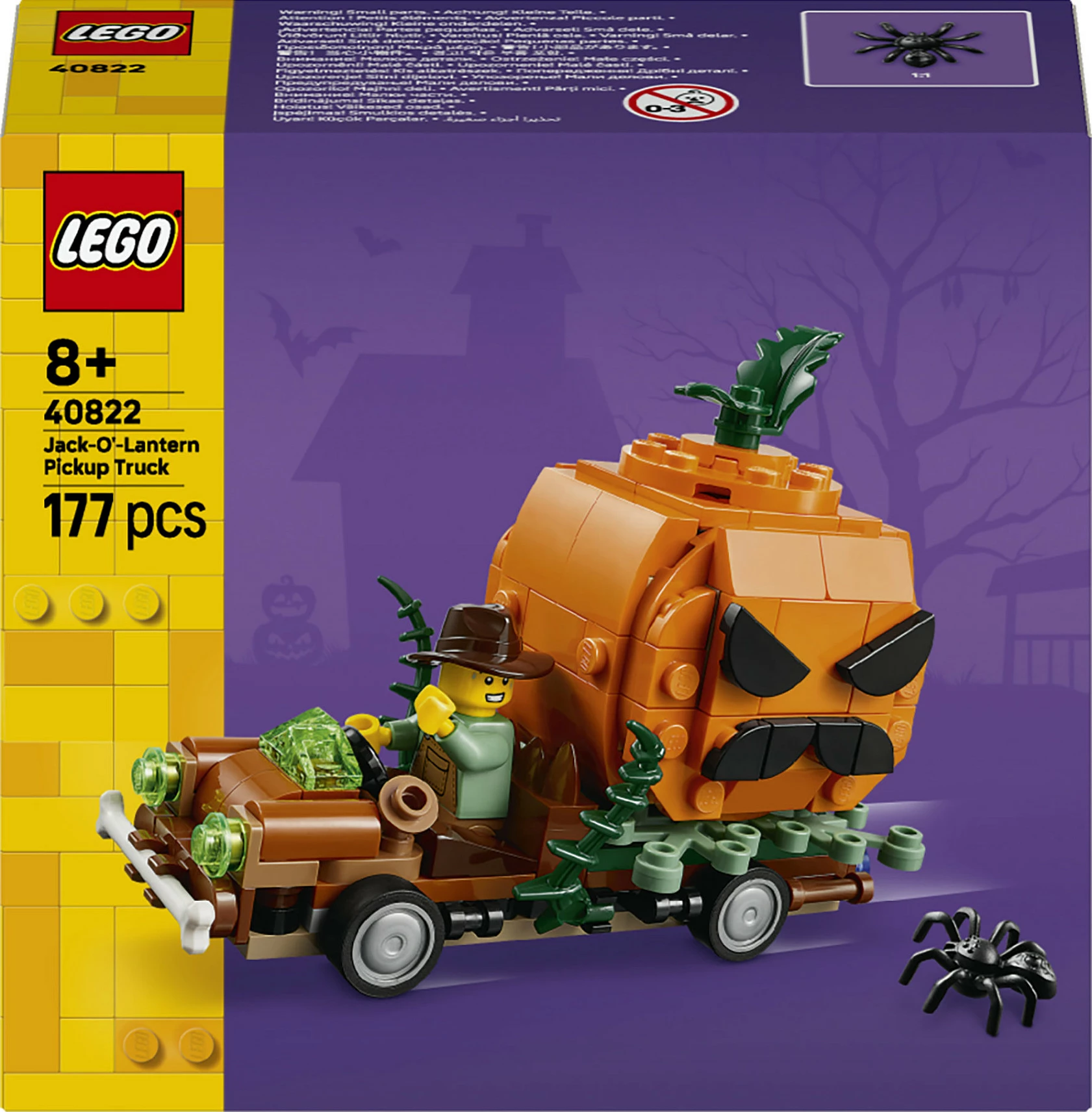 Set ndërtimi LEGO 40822 Jack-O-Lantern Pickup Truck, 177 pjesë, 8+, portokalli