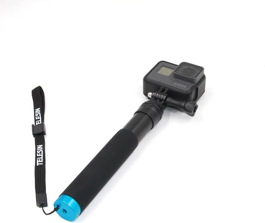 Shkop selfie Telesin GP-MNP-090-D me tripod, për kamera sportive dhe telefon, i zi