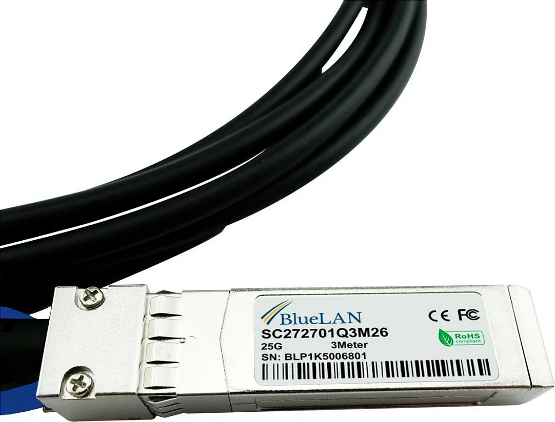 Kabllo SFP28 DAC BlueOptics SFP28-DAC-2M-UQ, 2 m, 25 Gbit/s, e zezë