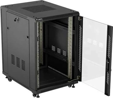 Kabinet RACK LANBERG Szafy RACK 19" 18U 600x800mm, derë xhami, i zi