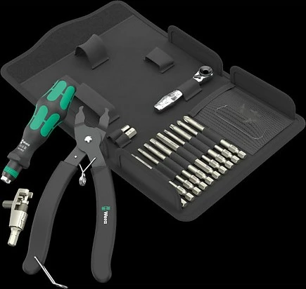 Set veglash Wera 9532 Kettennieter Werkstatt-Set, me pincë dhe kaçavidë, jeshile/zezë