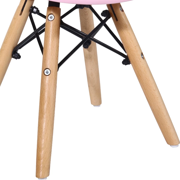 Karrige Julita për fëmijë, PP rozë, dru ahu natyral, 35x31x57.5cm, set prej 4 copësh