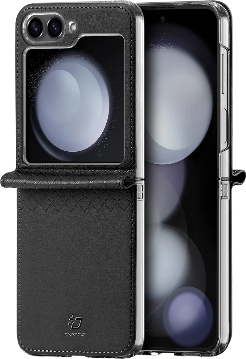 Mbështjellës Dux Ducis Brill për Samsung Galaxy Z Flip 6, lëkurë ekologjike, i zi