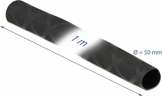 Tub termo-tkurrës DeLOCK Heat Shrink Tube X-pattern, 1 m, Ø50 mm, 2:1, i zi