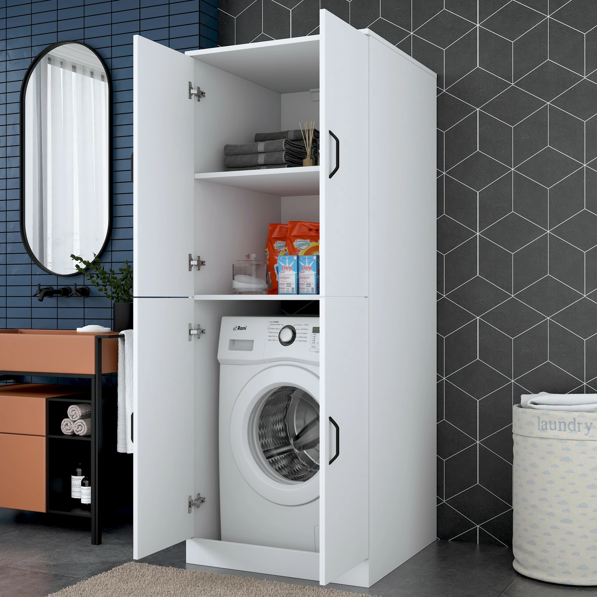 Dollap për lavatriçe, i bardhë, Hanah Home, KD109 - 3198