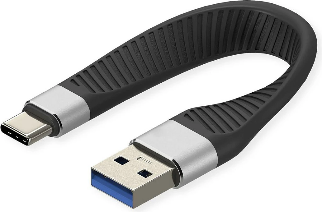 Kabllo USB ROLINE 11.02.9017, USB-A në USB-C, USB 3.2 Gen 2, 0.11 m, 10 Gbit/s, e zezë